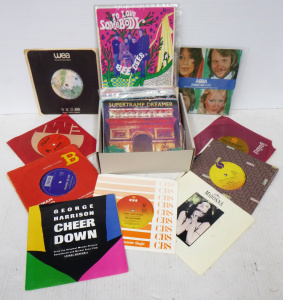 Lot 154 - Small box lot of 45 singles rpm vinyl records inc, The Bee Gees, Beach Lot 154 - Small box lot of 45 singles rpm vinyl records inc, The Bee Gees, Beach