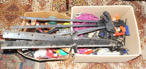 Lot 159 - 2 x Boxes of Mixed Tools & Hardware incl Sash Clamps, Assorted Han Lot 159 - 2 x Boxes of Mixed Tools & Hardware incl Sash Clamps, Assorted Han