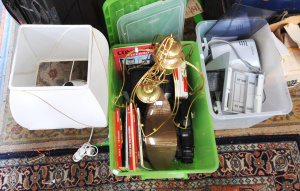 Lot 160 - Mixed Group incl 1980s Lamp with matching shade, Sunbeam Meat Slicer, Lot 160 - Mixed Group incl 1980s Lamp with matching shade, Sunbeam Meat Slicer,