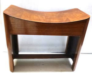 Lot 204 - Art Deco Flame Walnut Veneered Piano stool with curved seat Lot 204 - Art Deco Flame Walnut Veneered Piano stool with curved seat