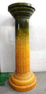 Lot 211 - Large vintage English Art Pottery Majolica Pedestal - Green to Mustard Lot 211 - Large vintage English Art Pottery Majolica Pedestal - Green to Mustard