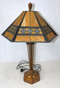 Lot 215 - Art Deco Style Lamp with Lead Light Shade Lot 215 - Art Deco Style Lamp with Lead Light Shade