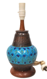Lot 217 - Retro 1970s Italian Bitossi Lamp Base - typical band of incised Turquo Lot 217 - Retro 1970s Italian Bitossi Lamp Base - typical band of incised Turquo
