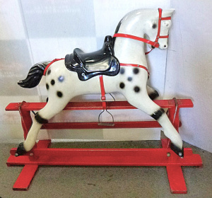 Lot 222 - C 1970s, Polythene (plastic) Rocking Horse with wooden rocking base by Lot 222 - C 1970s, Polythene (plastic) Rocking Horse with wooden rocking base by