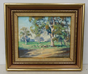 Lot 228 - Noel Thorpe (1912 - 1991) Small framed Oil Painting - Roadside Gum, ne Lot 228 - Noel Thorpe (1912 - 1991) Small framed Oil Painting - Roadside Gum, ne
