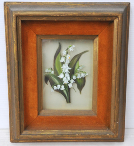 Lot 231 - Vintage Framed Painting on 2 x glass Panels to give 3D look - Lily of Lot 231 - Vintage Framed Painting on 2 x glass Panels to give 3D look - Lily of