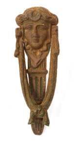 Lot 246 - Vintage Art Nouveau Cast Iron Door Knocker - Roman Goddess - Marked We Lot 246 - Vintage Art Nouveau Cast Iron Door Knocker - Roman Goddess - Marked We