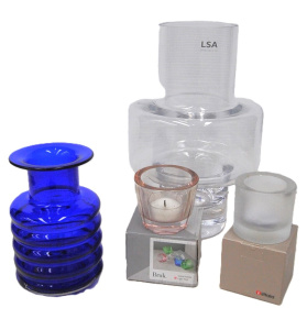 Lot 251 - 4 x Modernist Glass Pieces incl Cobalt Blue Ribbed Vase, Boxed Iittala Lot 251 - 4 x Modernist Glass Pieces incl Cobalt Blue Ribbed Vase, Boxed Iittala