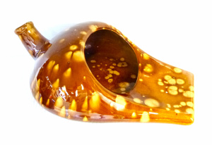 Lot 255 - Early 19th C, Unmarked Bennington Pottery Rockingham Spatterware bedpa Lot 255 - Early 19th C, Unmarked Bennington Pottery Rockingham Spatterware bedpa