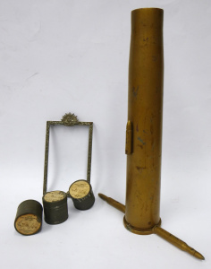 Lot 285 - Group lot of Australian Military related items inc, Trench Art vase wi Lot 285 - Group lot of Australian Military related items inc, Trench Art vase wi