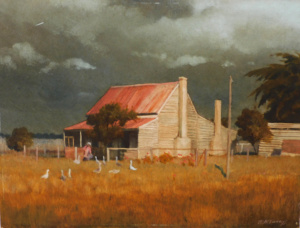 Lot 300 - Warren Curry (1945 - ) Unframed Oil Painting - In Her Lone Cottage - S Lot 300 - Warren Curry (1945 - ) Unframed Oil Painting - In Her Lone Cottage - S