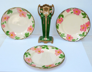 Lot 309 - 4 pces ceramics inc German Eichwald pottery Art Nouveau Vase - twin h Lot 309 - 4 pces ceramics inc German Eichwald pottery Art Nouveau Vase - twin h