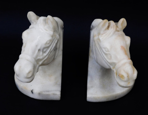 Lot 363 - Pair of Vintage carved Alabaster Horse Head Bookends 18cm H Lot 363 - Pair of Vintage carved Alabaster Horse Head Bookends 18cm H