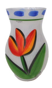 Lot 366 - Modernist Ulrica Hydman Vallien (1938 - 2018) Hand painted Glass Vase Lot 366 - Modernist Ulrica Hydman Vallien (1938 - 2018) Hand painted Glass Vase