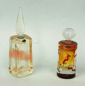 Lot 372 - 2 x Richard Clements Australian Studio Glass Perfume Bottles - Cylinde Lot 372 - 2 x Richard Clements Australian Studio Glass Perfume Bottles - Cylinde