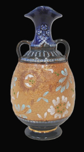 Lot 379 - c1900s Doulton Lambeth Slaters Patent twin handled vase 17cm H Lot 379 - c1900s Doulton Lambeth Slaters Patent twin handled vase 17cm H