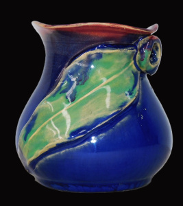 Lot 394 - 1930s Remued Australian Pottery Vase - Applied Gum Nut, Branch & L Lot 394 - 1930s Remued Australian Pottery Vase - Applied Gum Nut, Branch & L
