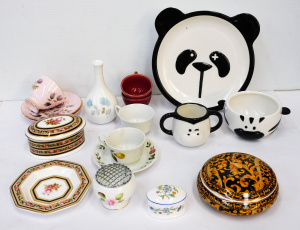 Group lot of Ceramics inc Wedgwood Clio Oval lidded trinket box & pin dish,