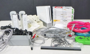 Group Lot of Wii Console RVL-001 Model, accessories & games inc 2 x Wii Remo
