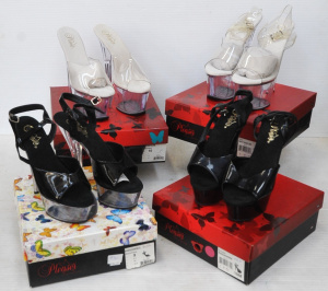 Lot 11 - 4 x As New Boxed Pairs of Pleaser Branded Ladies High Heels incl Black