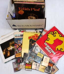 Lot 15 - Box Lot of Vintage Vinyl LP Records plus Cassette Tapes inc Compilation