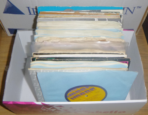 Lot 16 - Box Lot of Vintage 45 RPM singles & Eps inc the Beatles, Broderick
