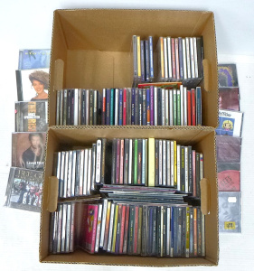 Lot 17 - 2 x Boxes Mixed CDs & DVDs inc Robbie Williams, Black Eyed Peas, El