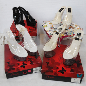 Lot 19 - 4 x As New Boxed Pairs of Pleaser Branded Ladies High Heels incl Black,