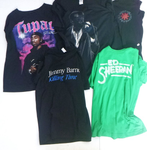 Lot 43 - Group Lot of Band Shirts inc Jimmy Barnes, Tupac, Red Hot Chili Peppers