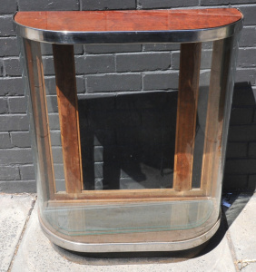 Lot 47 - Vintage Half Round Display Cabinet w Polished Chrome Frame - Approx 90c Lot 47 - Vintage Half Round Display Cabinet w Polished Chrome Frame - Approx 90c