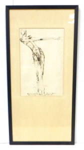 Lot 58 - Leo Robba (1962 - ) Framed Ink Drawing - Female Solitude, working drawi