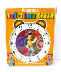 Lot 69 - Vintage c1970s Boxed As New Pinocchio educational Tell - Time Clock - w Lot 69 - Vintage c1970s Boxed As New Pinocchio educational Tell - Time Clock - w