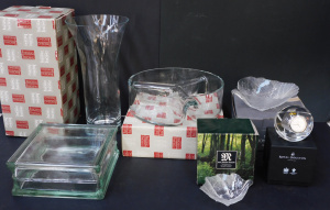 Lot 77 - Group lot of Glass mostly boxed inc Swedish Mats Jonasson Leaf Bowls, G