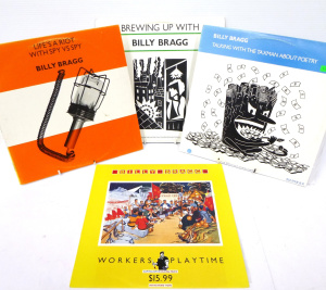 Lot 94 - 4 x vintage Billy Bragg Vinyl Lp Records - Brewing Up, Talking with the