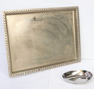 Lot 97 - 2 pces Modernist Stainless steel Georg Jensen small kidney shaped bowl