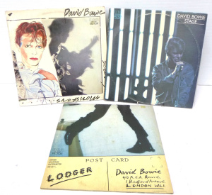 Lot 100 - 3 x vintage David Bowie Vinyl Lp Records - Stage, Scary Monsters &