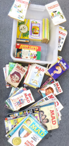 2 x Boxes of Vintage Humorous Books & Magazines inc, Mad, Andy Capp & Tu