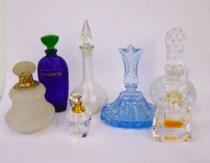 Group lot of Mostly Vintage Perfume bottles inc, cut crystal, cobalt blue Ungar