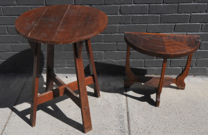 2 x pieces Vintage Occasional Furniture - Arts & Crafts Oak Tall Side table
