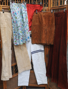 Group lot - Vintage Ladies Skirts & Pairs Pants - Red Velvet Mini, Brown sue