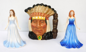 3 pces Royal Doulton ceramics inc Character Jug - North American Indian 20cm H,