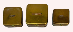 3 x vintage brass Bait boxes - different sizes