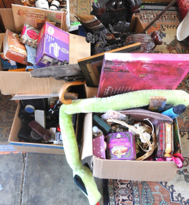 4 x Boxes of Mixed Items incl Assorted Tins, Wooden Items, Microscope, Beauty It