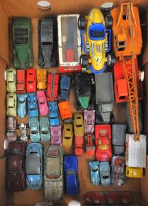 Box lot of Vintage Diecast Vehicles incl Tuff-Tots,Hot Wheels, Corgi, Dinki, Bud