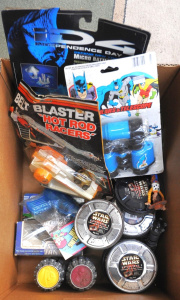 Box lot of Vintage TV & Movie themed Toys incl Independence Day Micro Battle