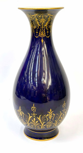 Dore A Sevres Cobalt Blue Porcelain Vase - handpainted gilded pattern - 32cms H