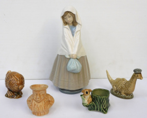 Group lot Vintae Ceramic Figures inc Lladro Nao - Girl with Bundle model 356 25