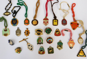 Large Group vintage Enamel & Other membership medallions c1957 1970s inc Ha
