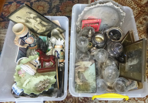 2 x Boxes of assorted vintage items inc, Edwardian, Victorian China , desert cou