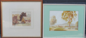 2 x Framed Watercolours - Gerald Ansdell (Australian 1880 - 1972) landscape with 2 x Framed Watercolours - Gerald Ansdell (Australian 1880 - 1972) landscape with